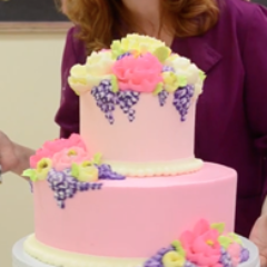 White Flower Cake Shoppe Floral Design 2 Tier Stacked Cake (C1)