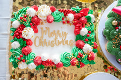 Festive Red and Green Sheet Cake