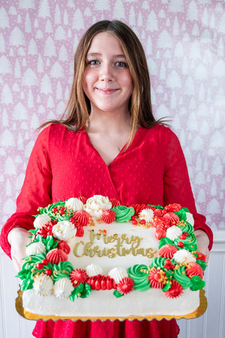 Festive Red and Green Sheet Cake