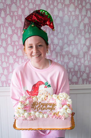 Festive Pink Holiday Sheet Cake