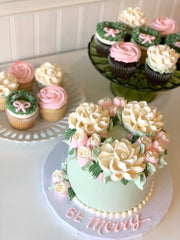 Feature 6" Holiday Boho Flowers Cake and Dozen Cupcake set