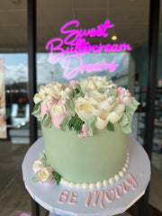 Feature 6" Holiday Boho Flowers Cake and Dozen Cupcake set