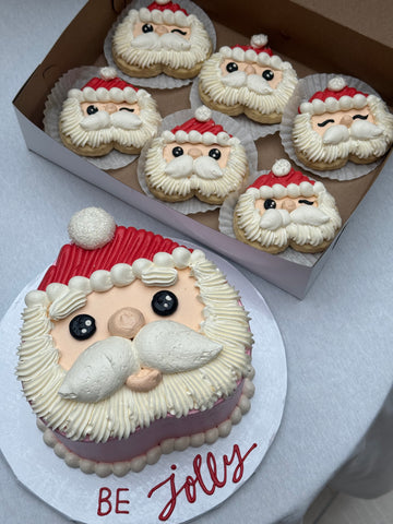December 20th (Saturday)11:00am-12:30pm Jolly Santa Heart Cake and Cookie Class