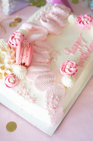 Pretty in Pink party Sheet cake