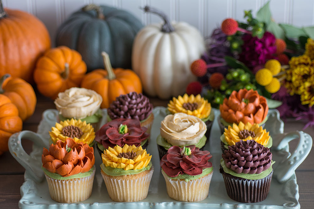 Fall Floral Cupcakes