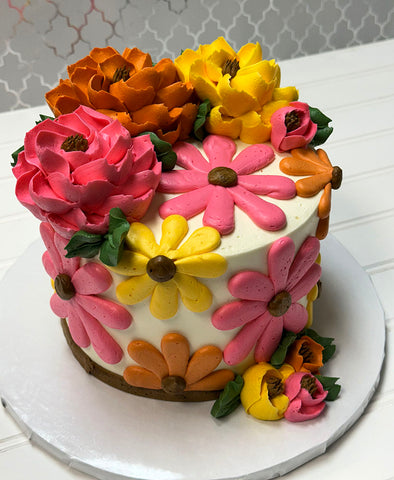 January 25th (Saturday) 11:00am-12:30pm    Groovy floral 6” Cake Class