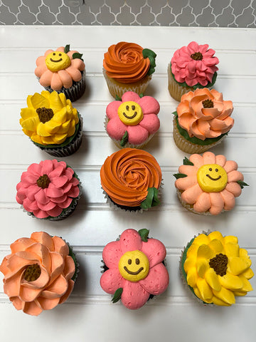 January 24th (Friday) 5:00pm-6:30pm  Groovy Floral Cupcakes Class