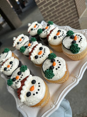 Feature Holiday Boho Snowman cake and dozen Cupcakes set