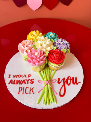 Valentine's Floral Cupcake Bouquet