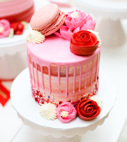 Classic Pink and Red Drip Cake